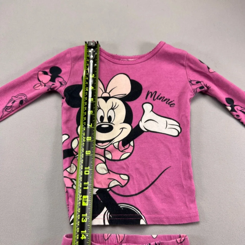 Disney Minnie Mouse 2 Piece Pajama Set Kids 4T Pink Graphic Not Flame Resistant